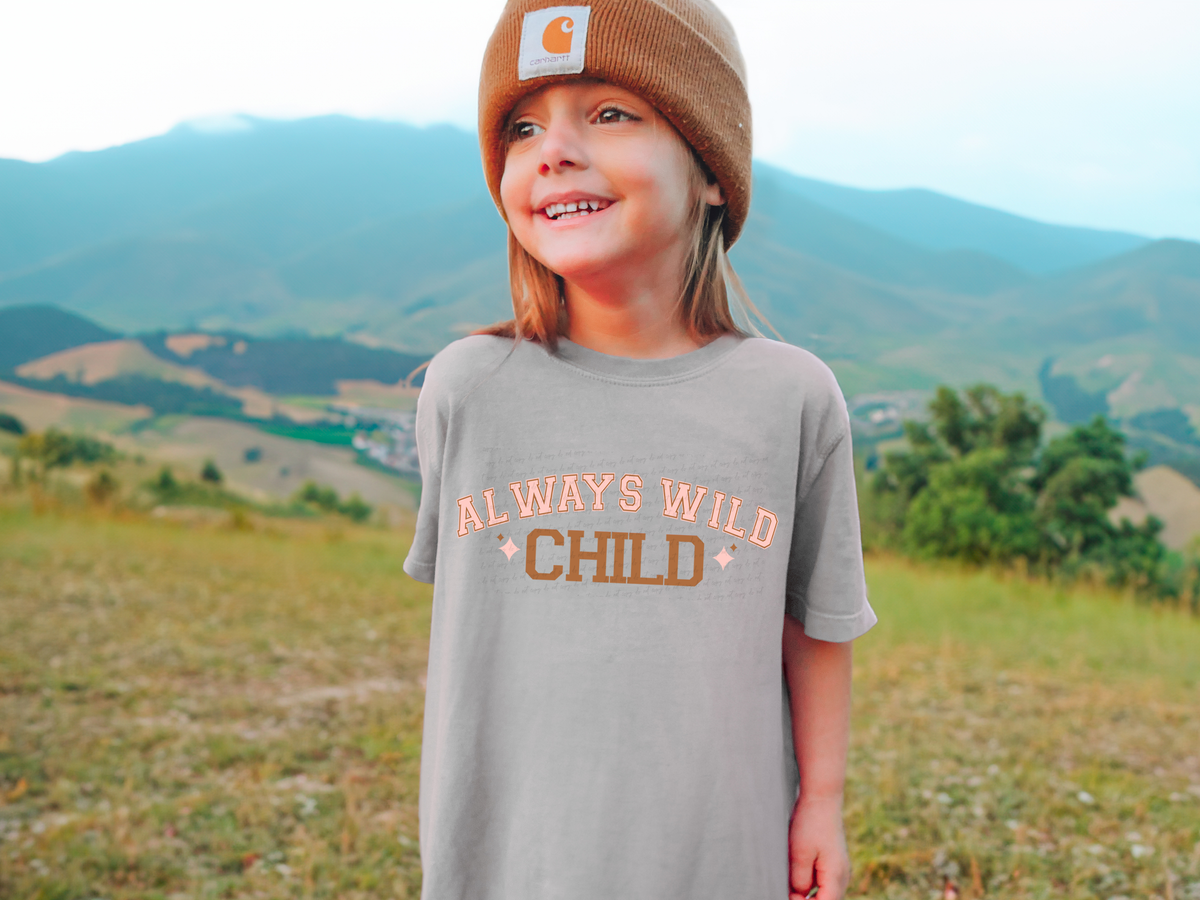 Always Wild Child Peach and Brown Font 115812 DTF TRANSFER