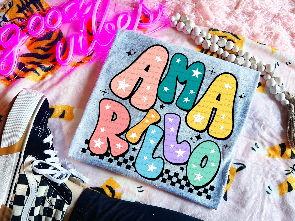 Amarillo Colorful Groovy Font 89142 DTF Transfer