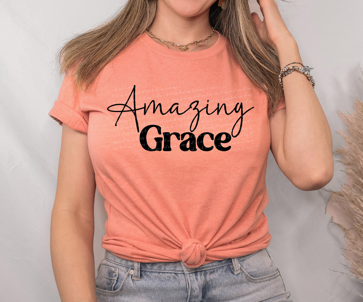 Amazing Grace Cursive And Serif Font Black 89298 DTF Transfer