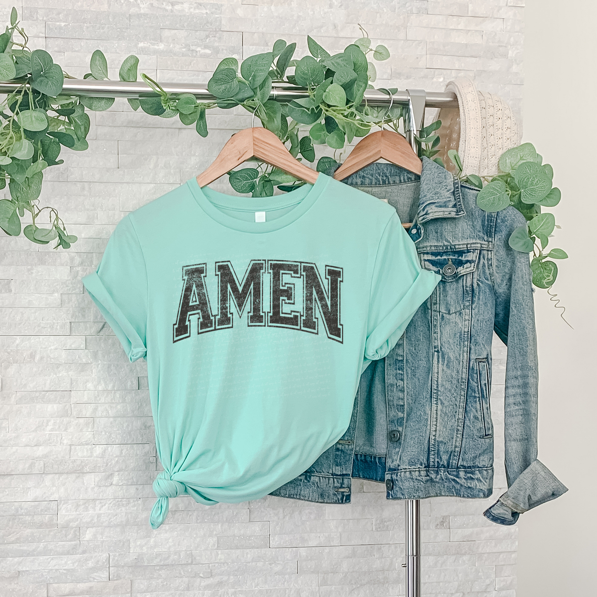 Amen Curve Varsity Font Grey Grunge 86278 DTF Transfer