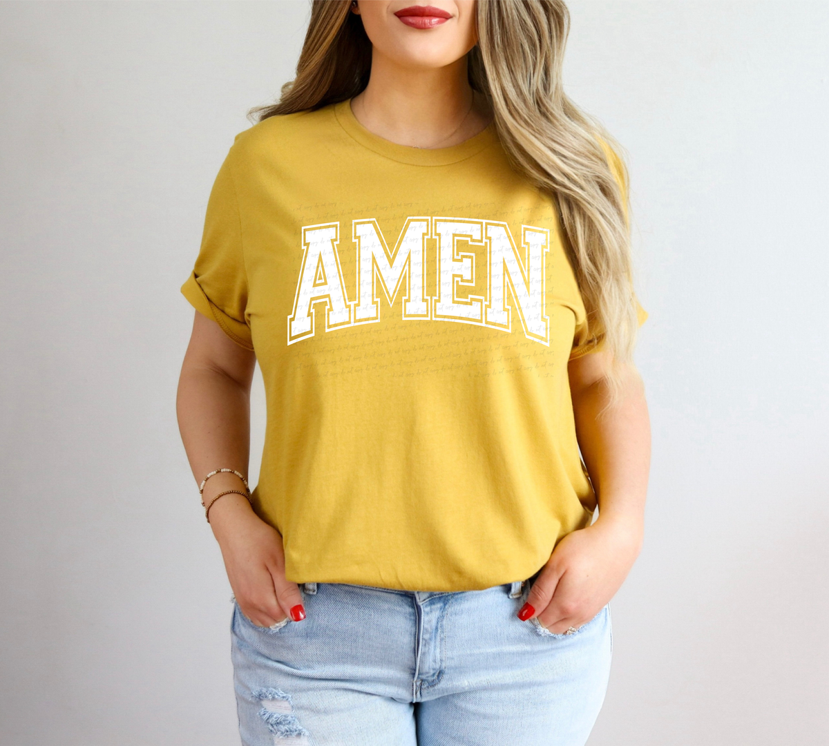Amen Varsity Font White 86469 DTF Transfer