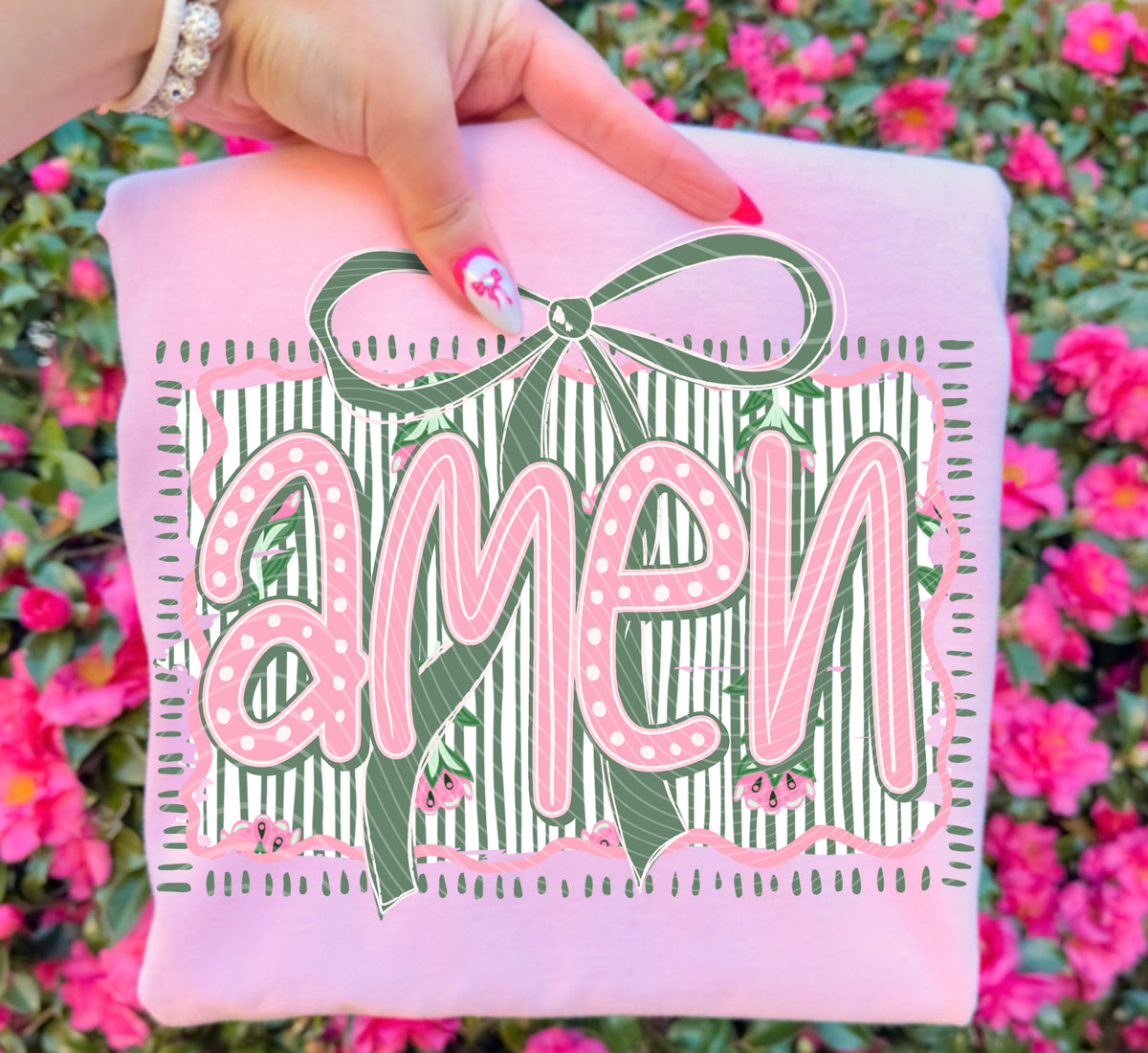 Amen frame green bow (AG) DTF Transfer