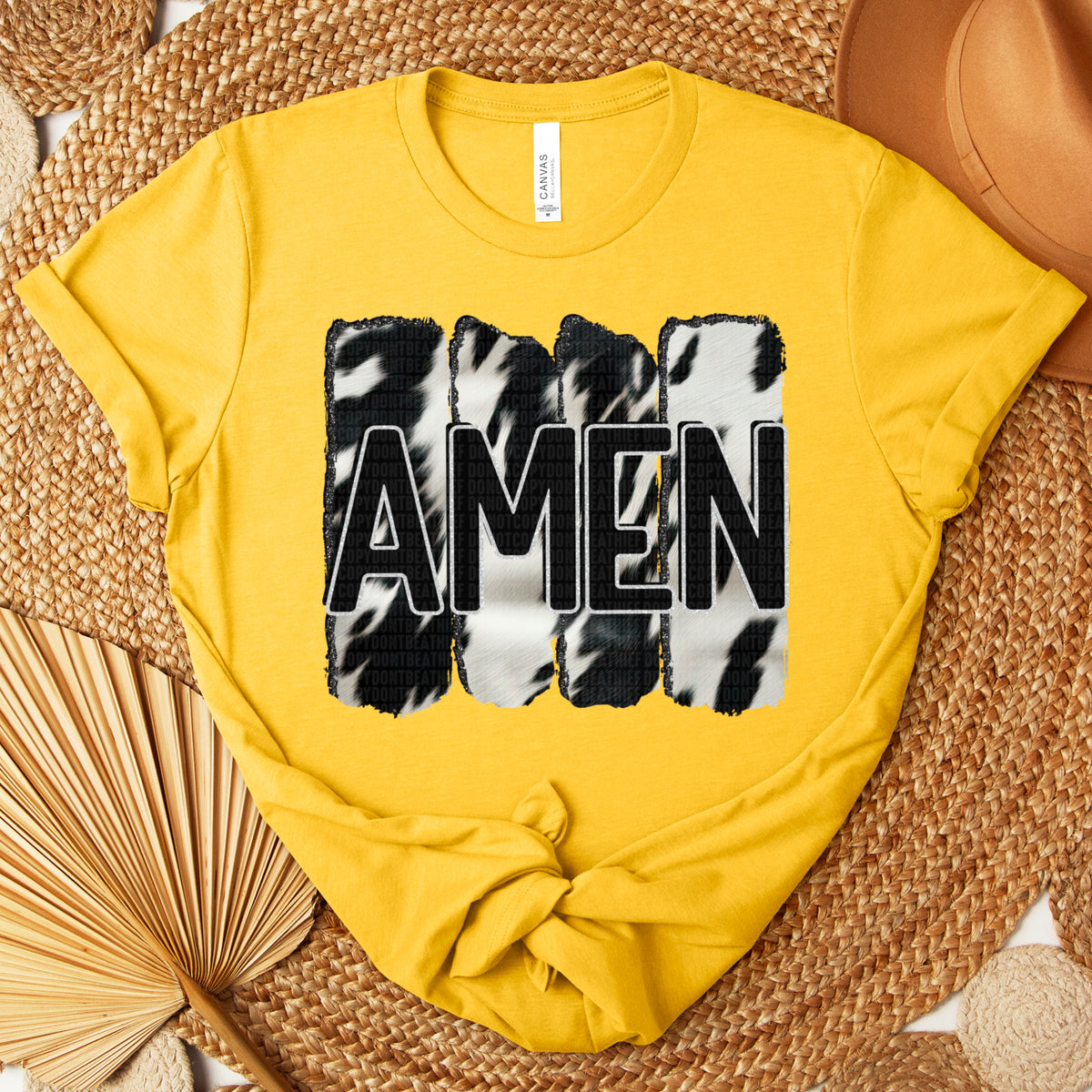 Amen black cowhide brushstrokes (SDD) 109593 DTF transfer