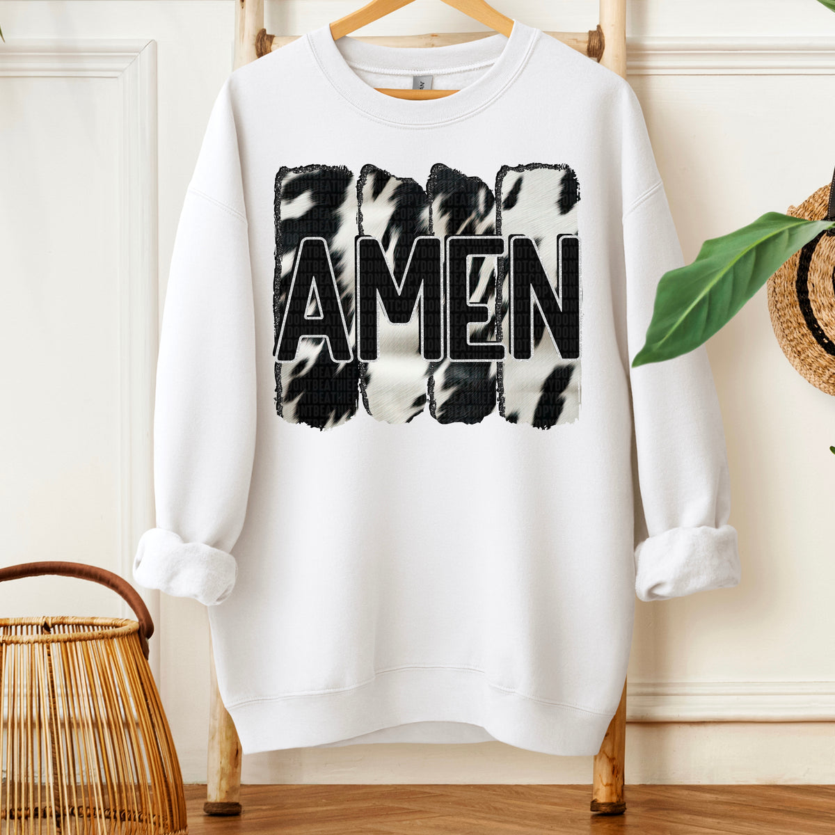 Amen black cowhide brushstrokes (SDD) 109593 DTF transfer