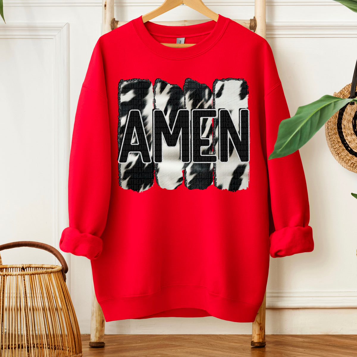 Amen black cowhide brushstrokes (SDD) 109593 DTF transfer