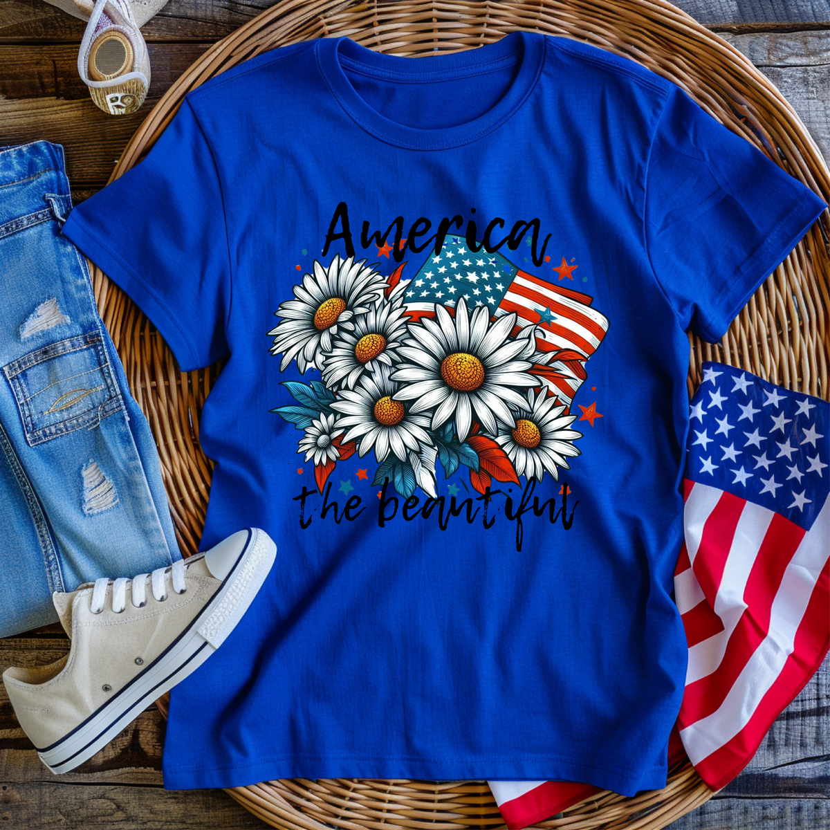 America the Beautiful Floral (Revel) 101727 DTF transfer
