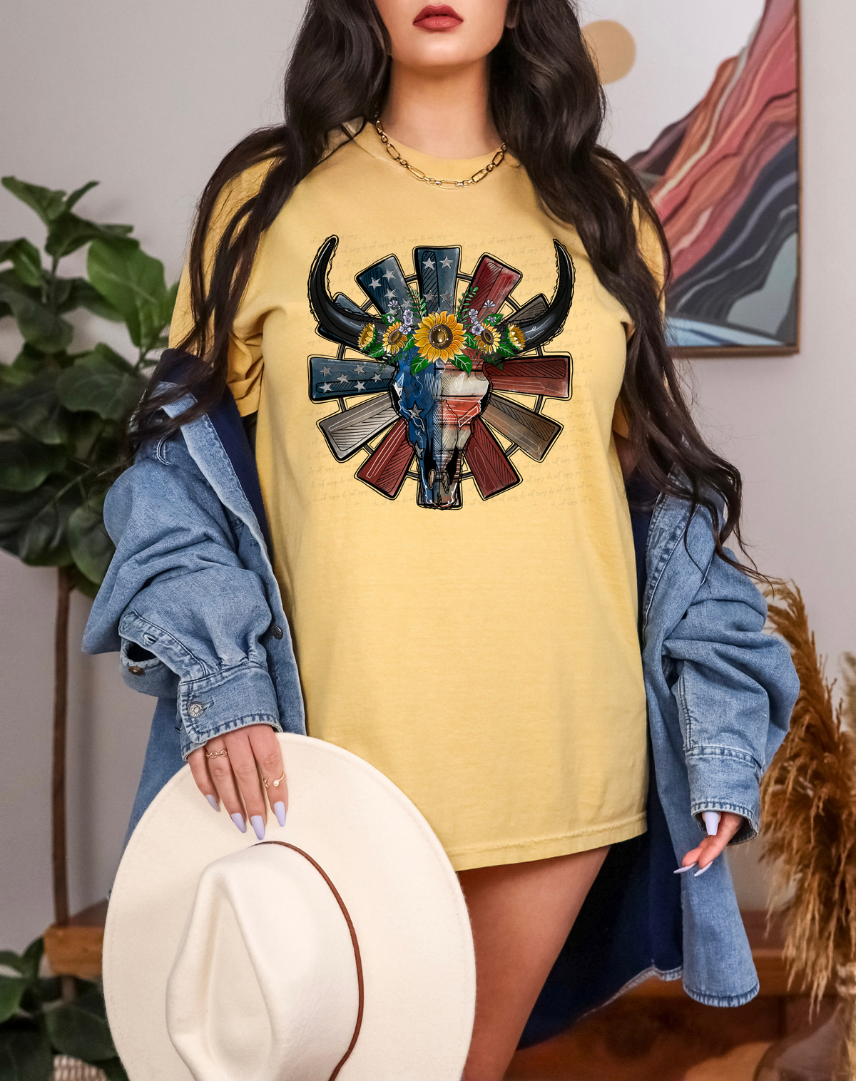 America Windmill Bull Skull 116195 DTF Transfer