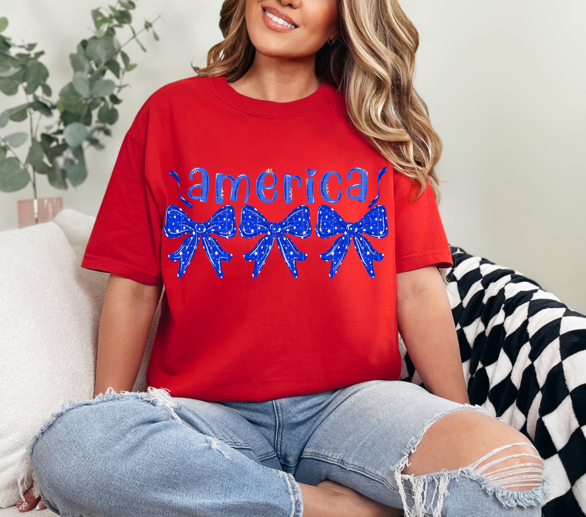 America blue bows (40e) DTF Transfer
