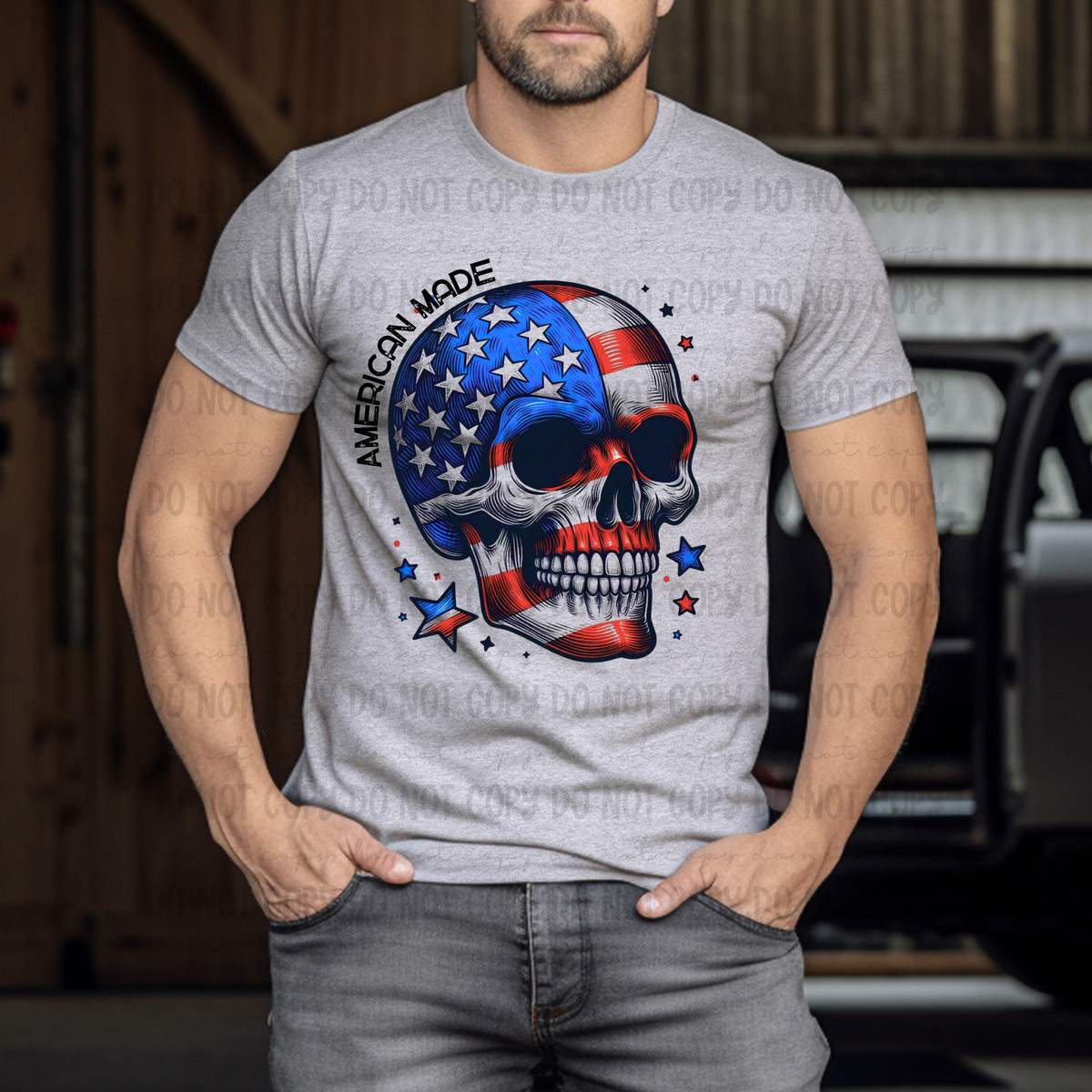 American Made Patriotic Skull (Revel) 101736 DTF transfer