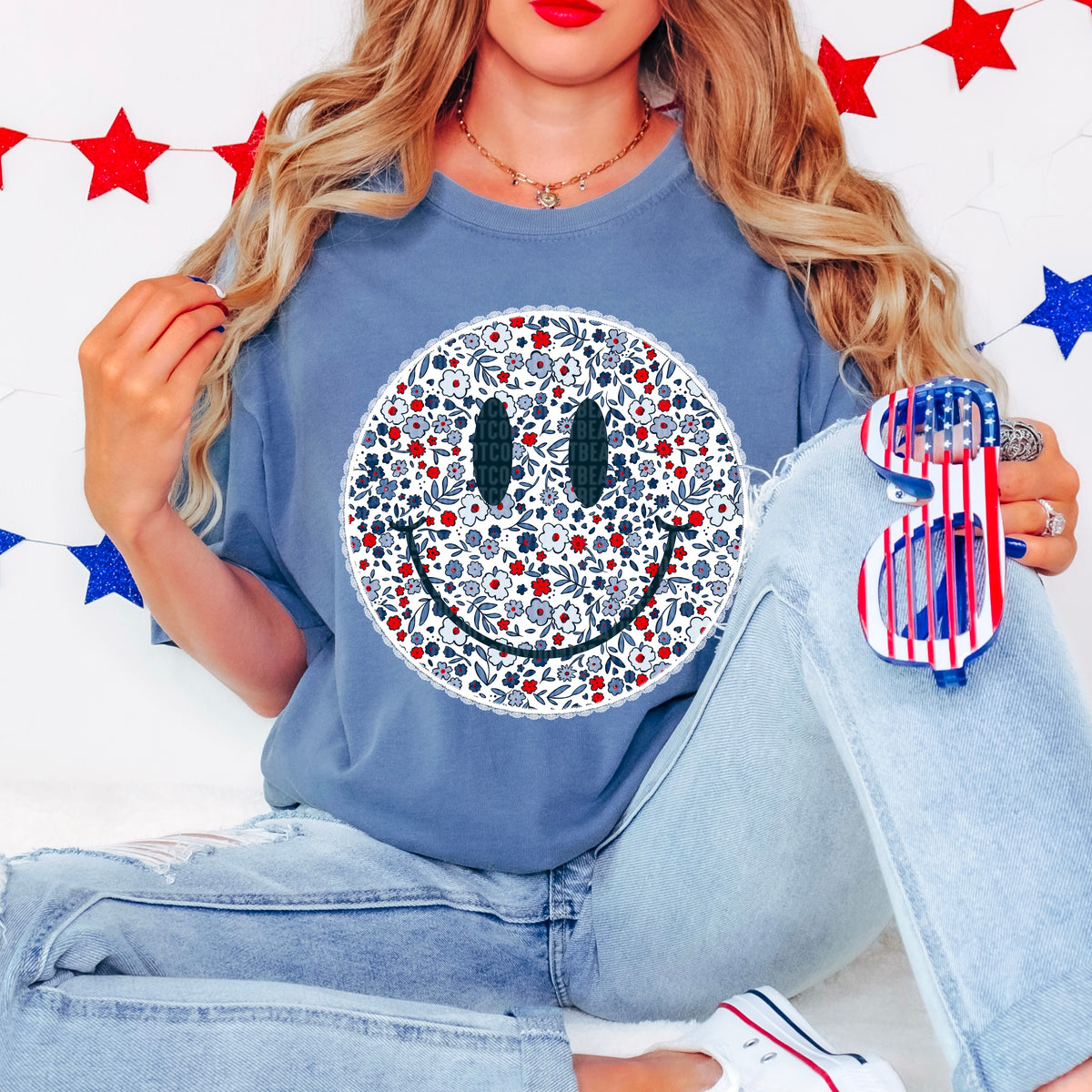 American smiley DTF transfer