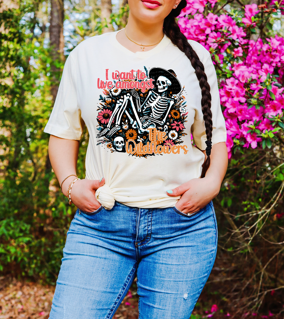 I Want To Live Amongst The Wildflowers Skellie Floral 74667 DTF Transfer