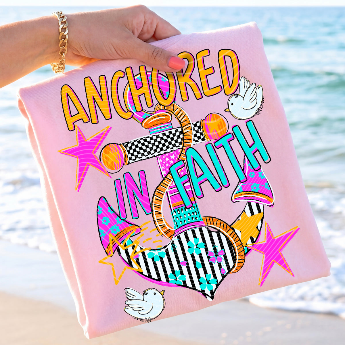 Anchored in faith stripped (AG) DTF Transfer