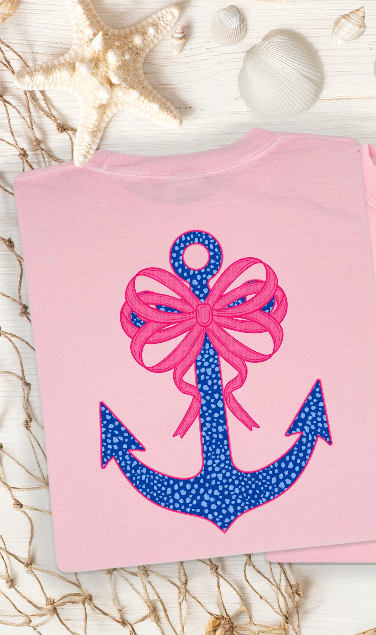 Anchor with pink bow 103800 DTF transfer