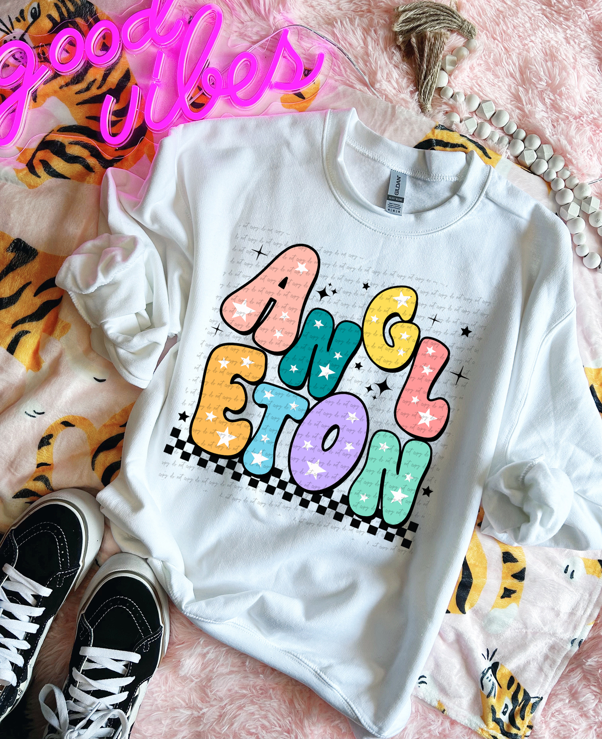 Angleton Colorful Groovy Font 89143 DTF Transfer