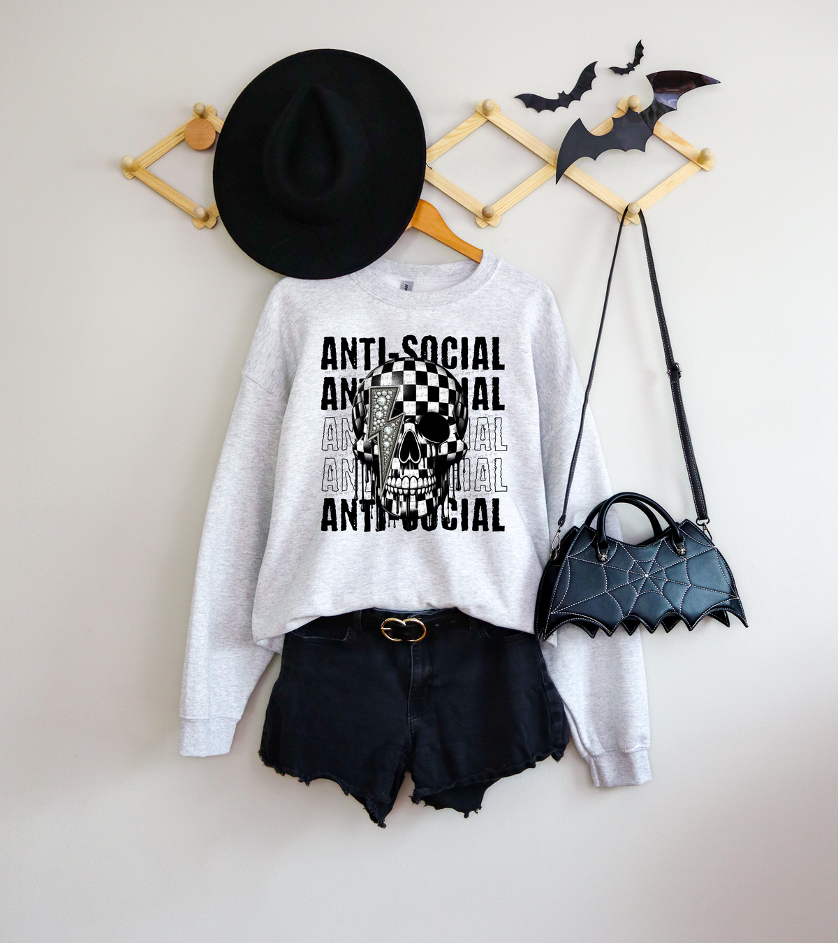 Anti Social Stacked Checkered Skull 46066 DTF transfer