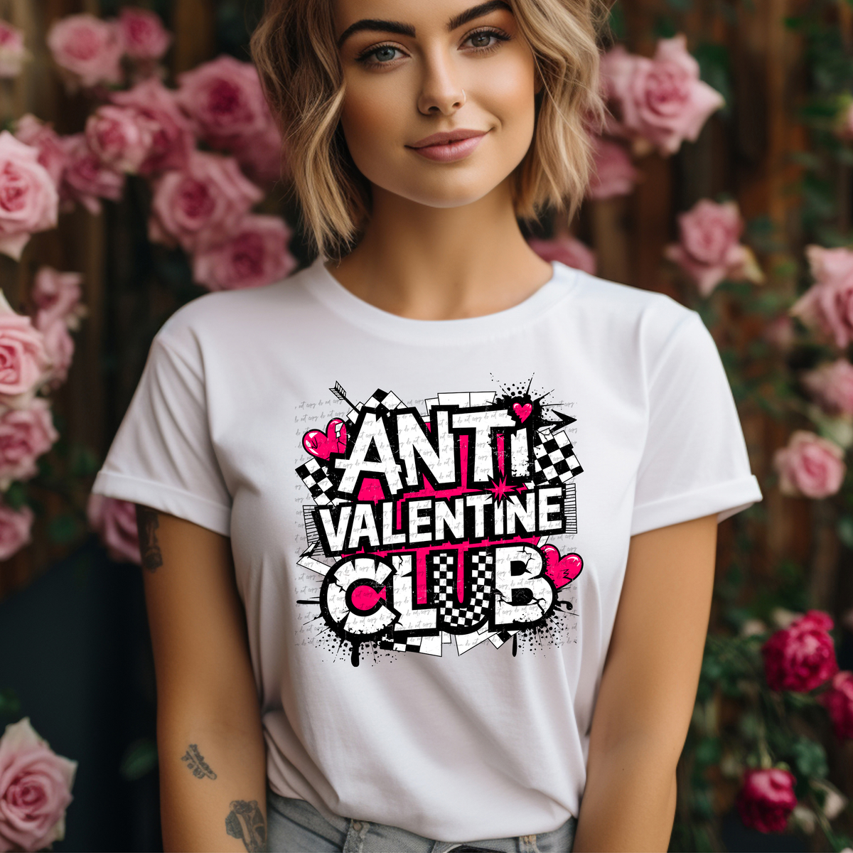 Anti Valentine Club Checkered 71750 DTF Transfer