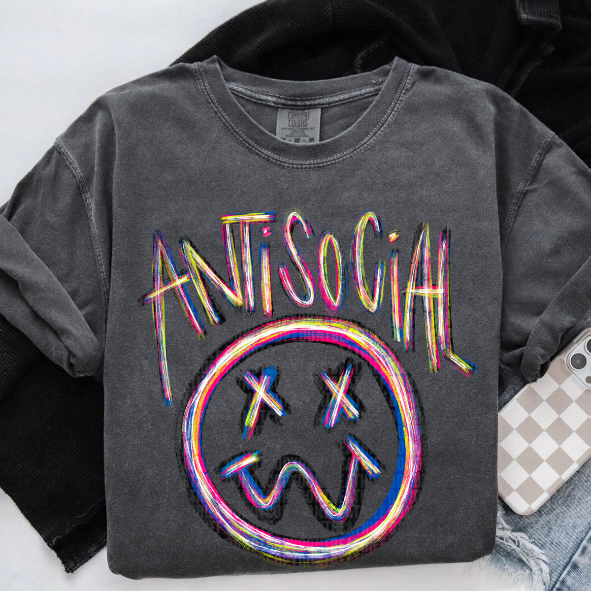 Anti Social Smiley 104623 DTF transfer