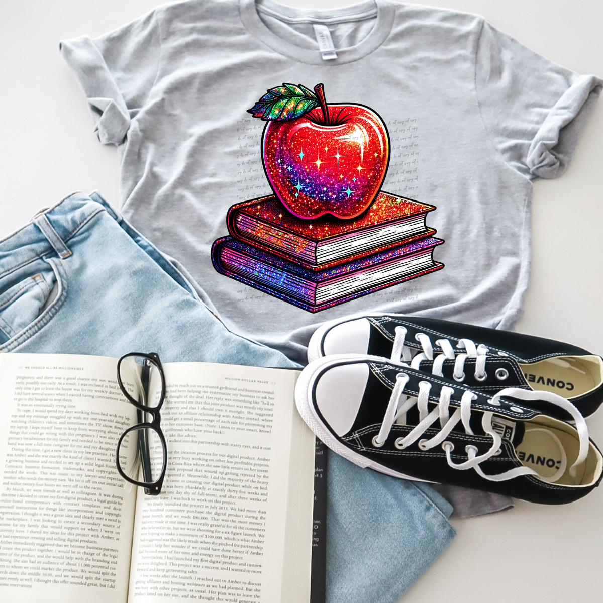 Apple On Books Shimmer 51688 DTF transfer