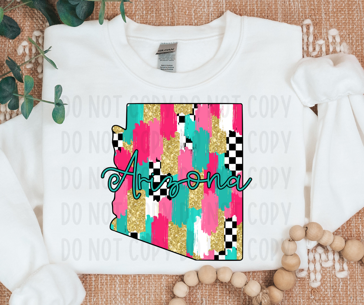 Arizona Brushstroke Checkered State (canvista) DTF transfer