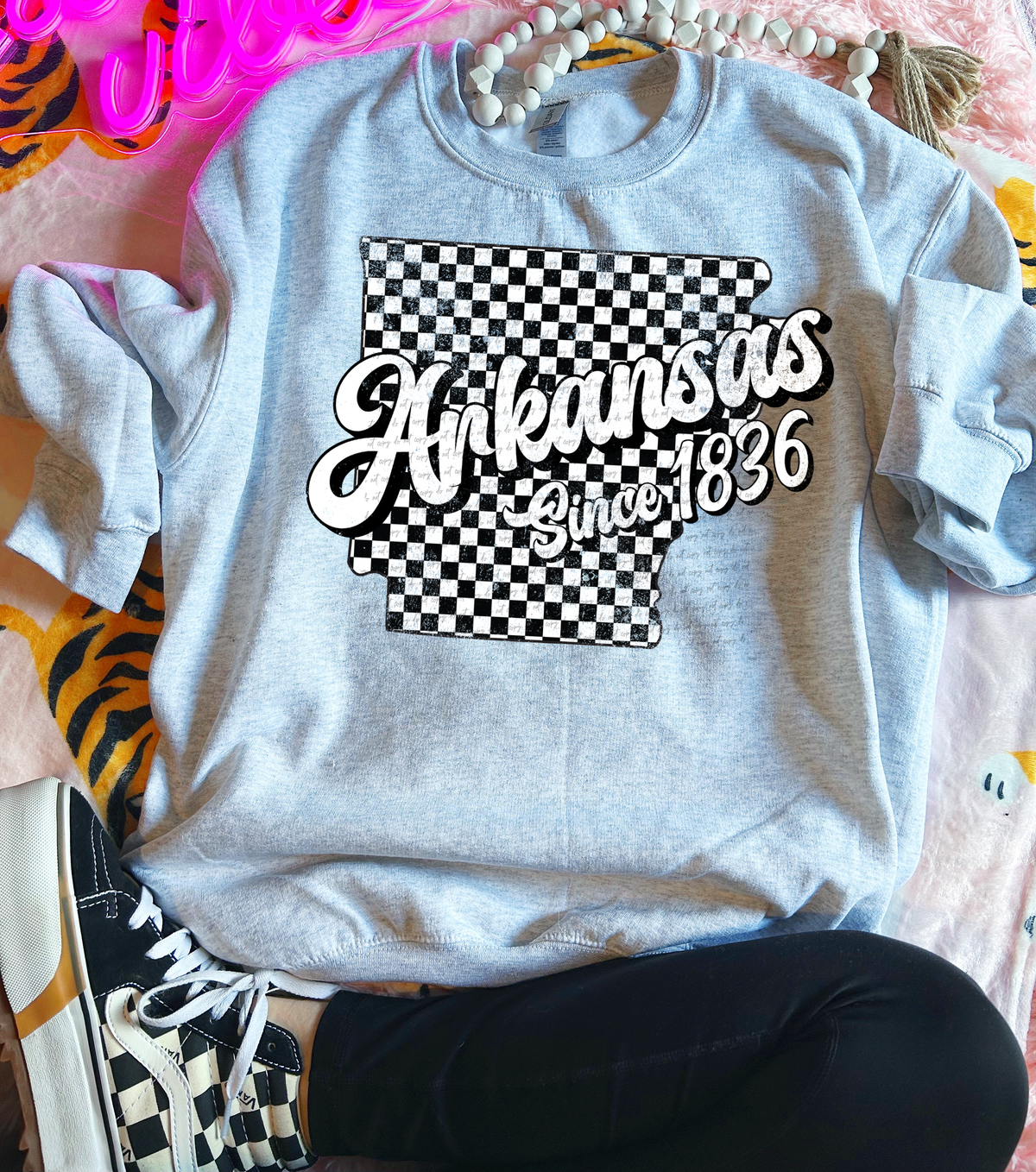 Arkansas Since 1836 Checkered Grunge 66719 DTF transfer