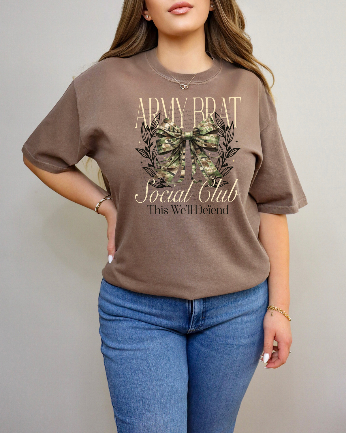 Army Brat Social Club This We'll Defend Camouflage Bow 59633 DTF Transfer