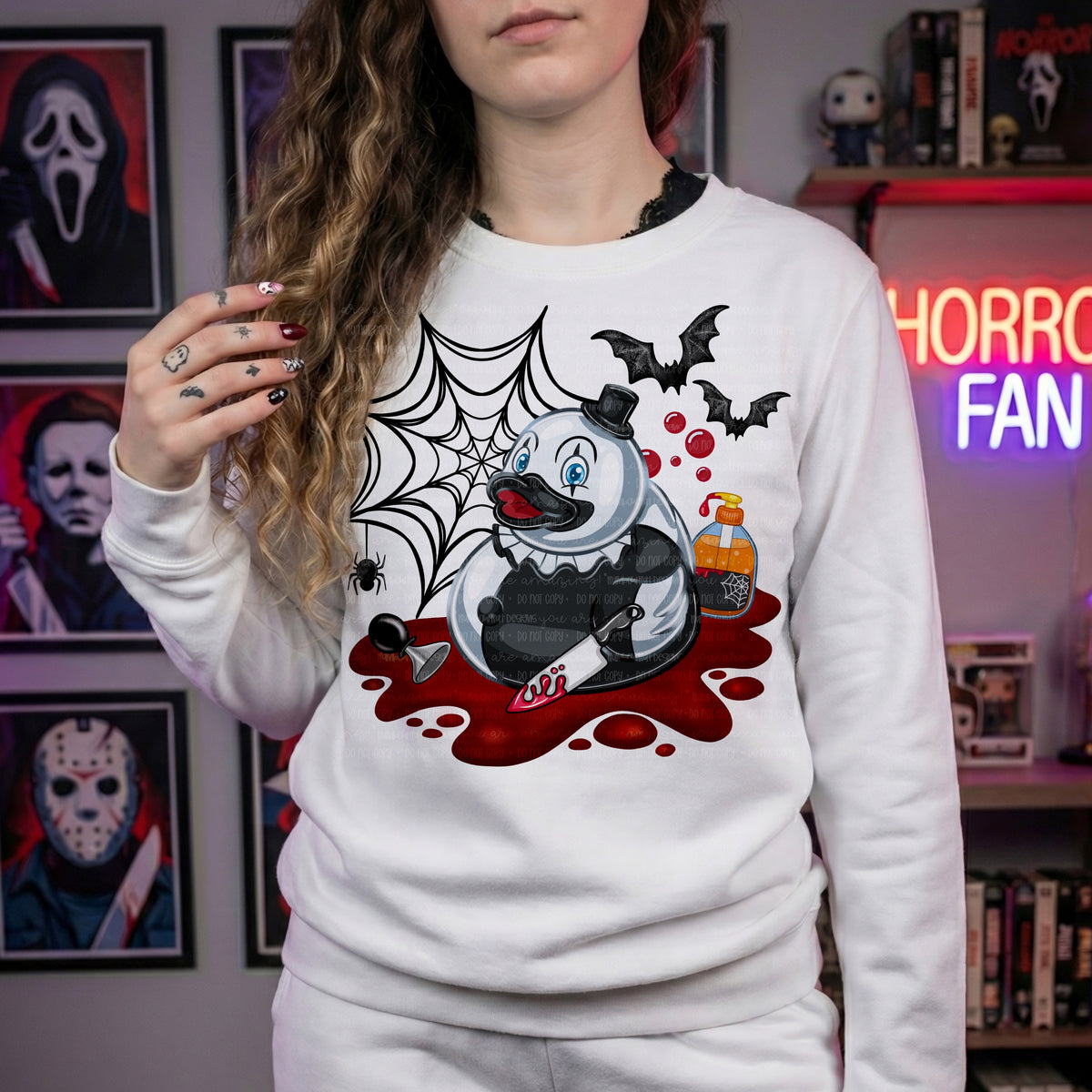 black and white horror duck with knife (RRD) DTF Transfer