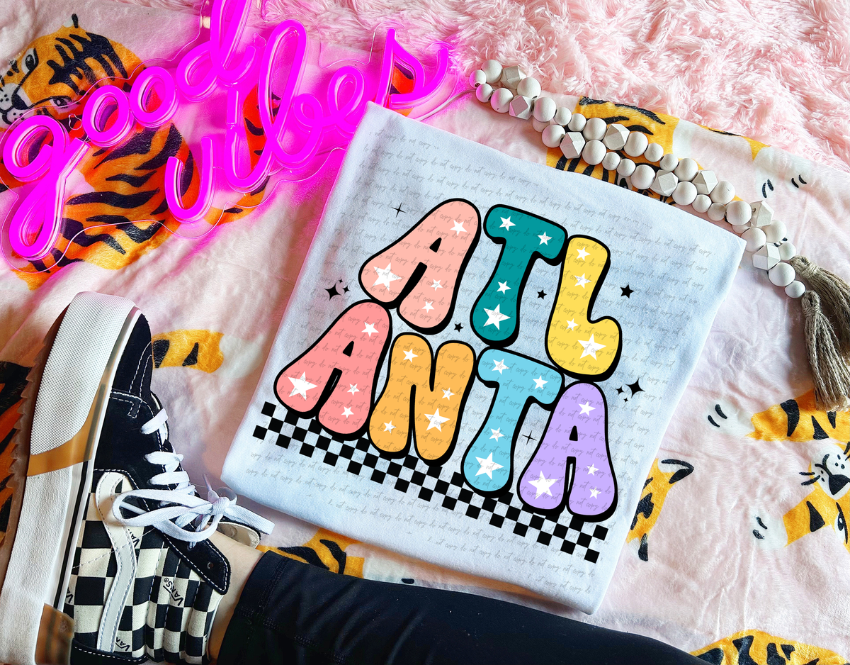 Atlanta State Colorful Groovy Font 89114 DTF Transfer