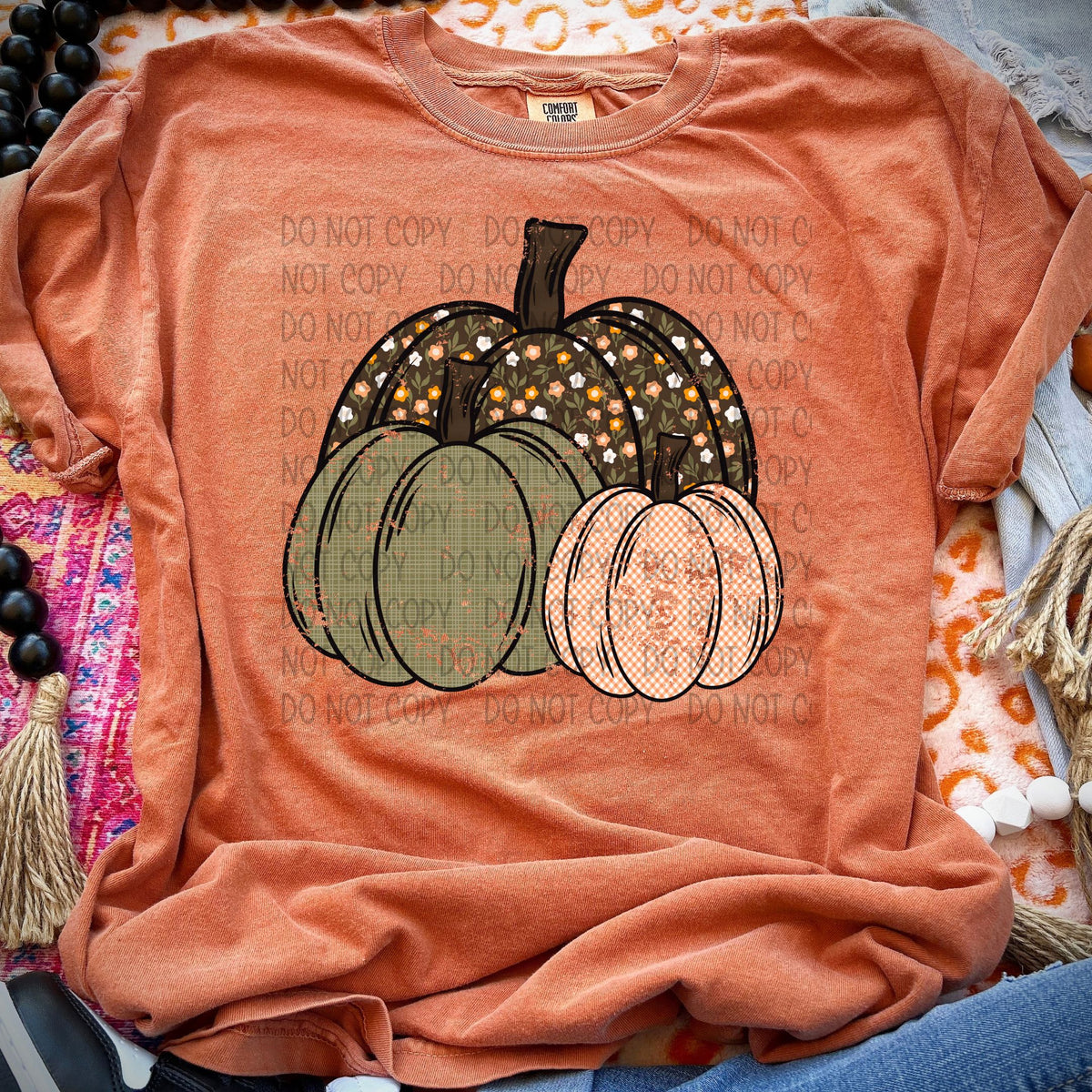Pumpkin trio one floral pumpkin  SWD DTF transfer