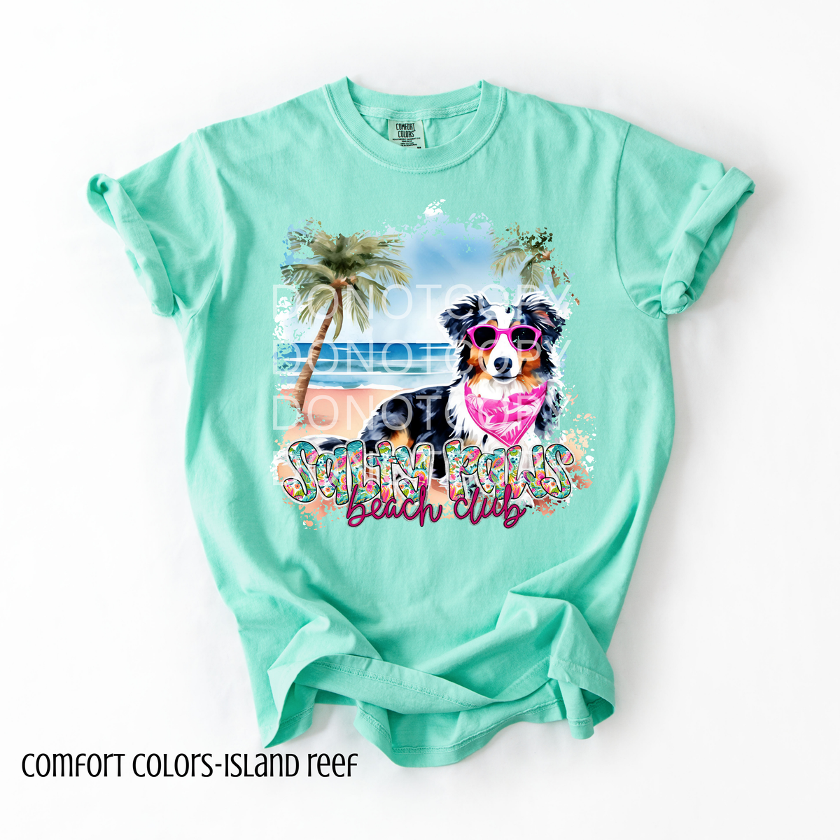 Australian Shepherd Salty Paws Beach Club (CSG) 101082 DTF transfer