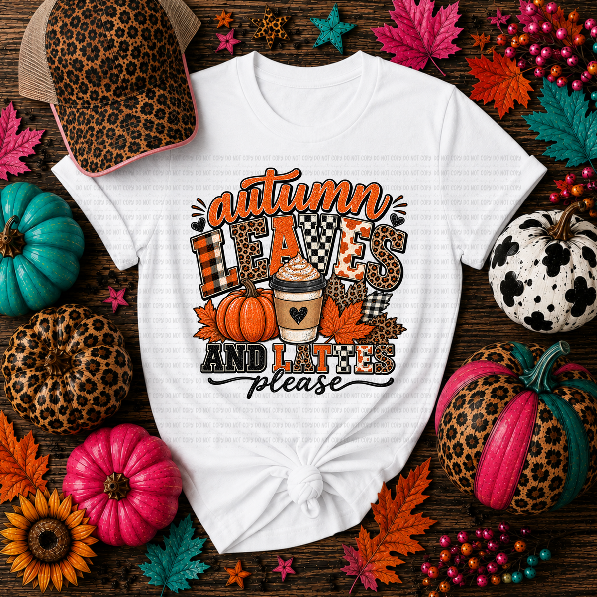 Autumn leaves and Lattes please (Revel)DTF Transfer