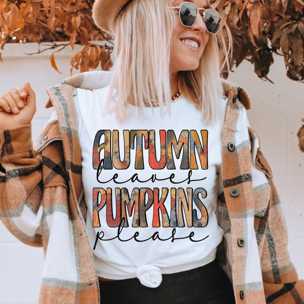 Autumn leaves pumpkins please 405 DTF TRANSFER