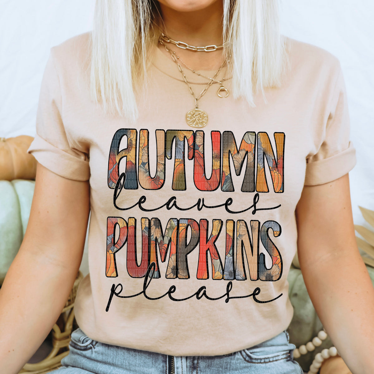 Autumn leaves pumpkins please 405 DTF TRANSFER