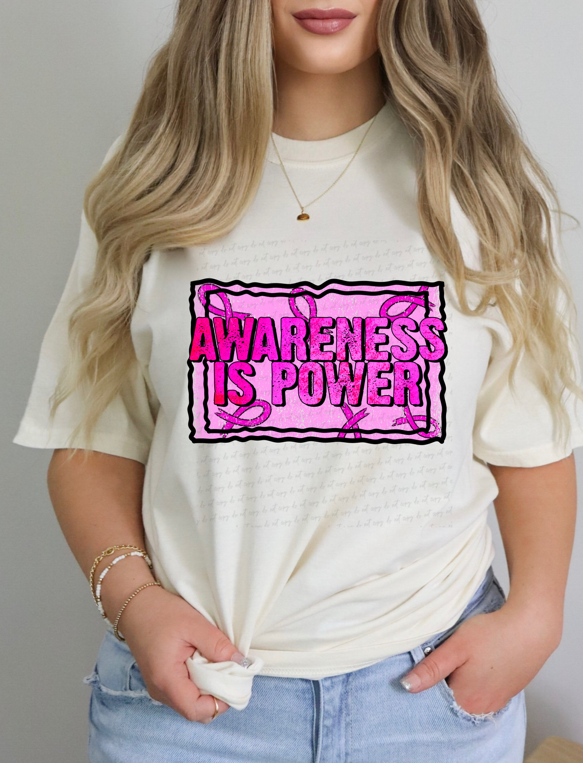 Awareness is Power Pink Rectangular Frame 114862 DTF transfer