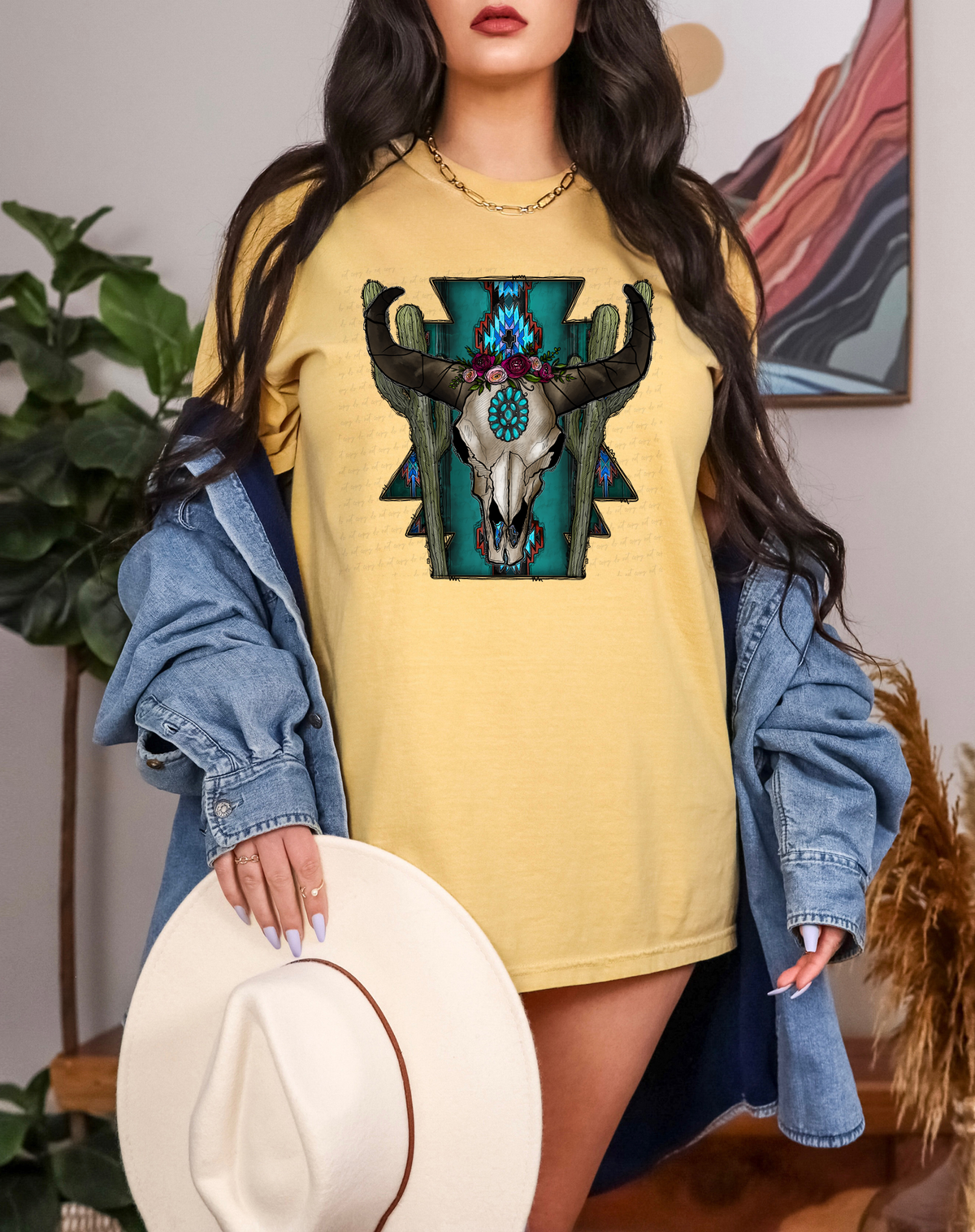 Aztec Boho Skull Cactus 116204 DTF Transfer