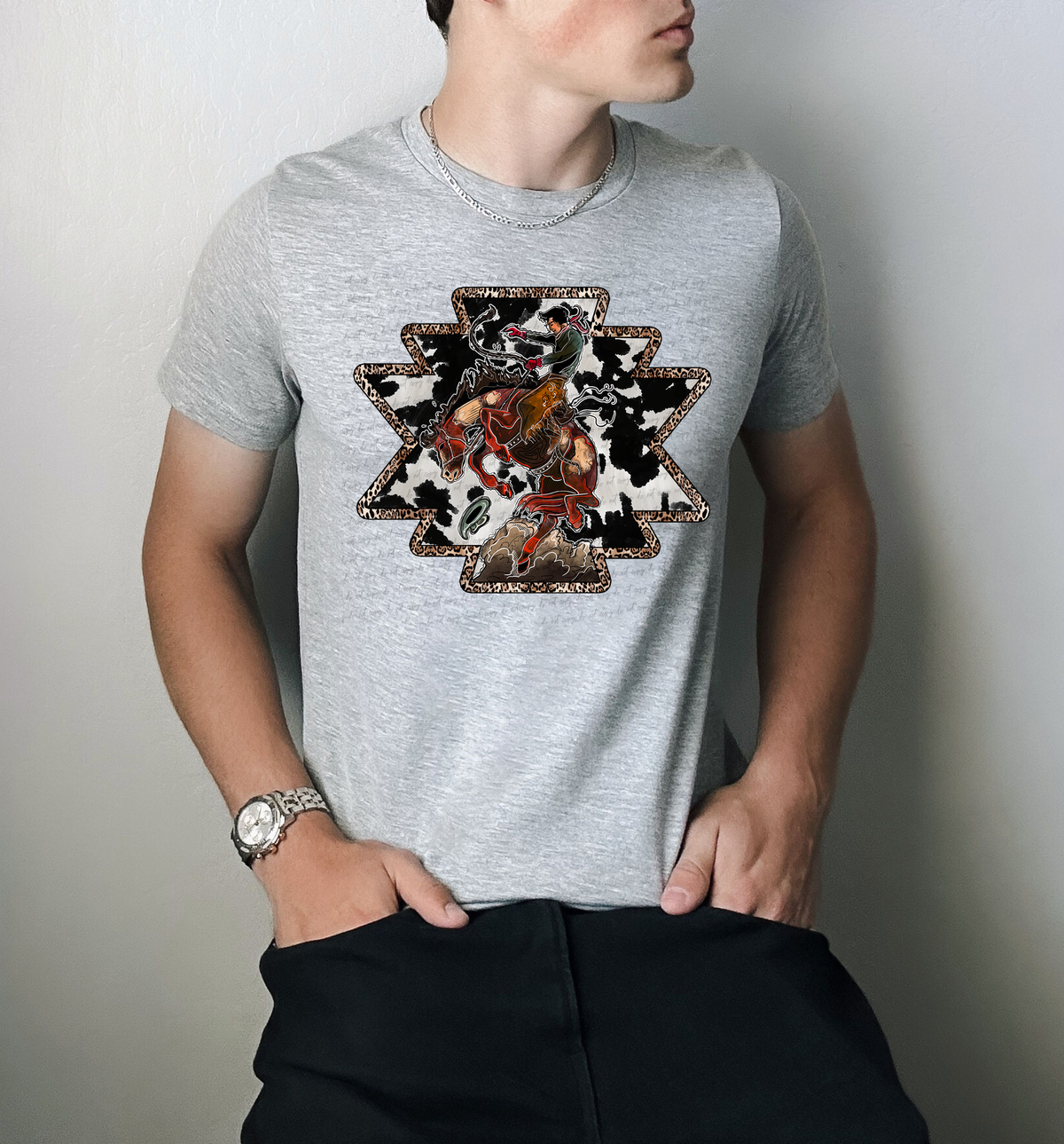 Aztec Cowhide Rodeo Cowboy 116205 DTF Transfer