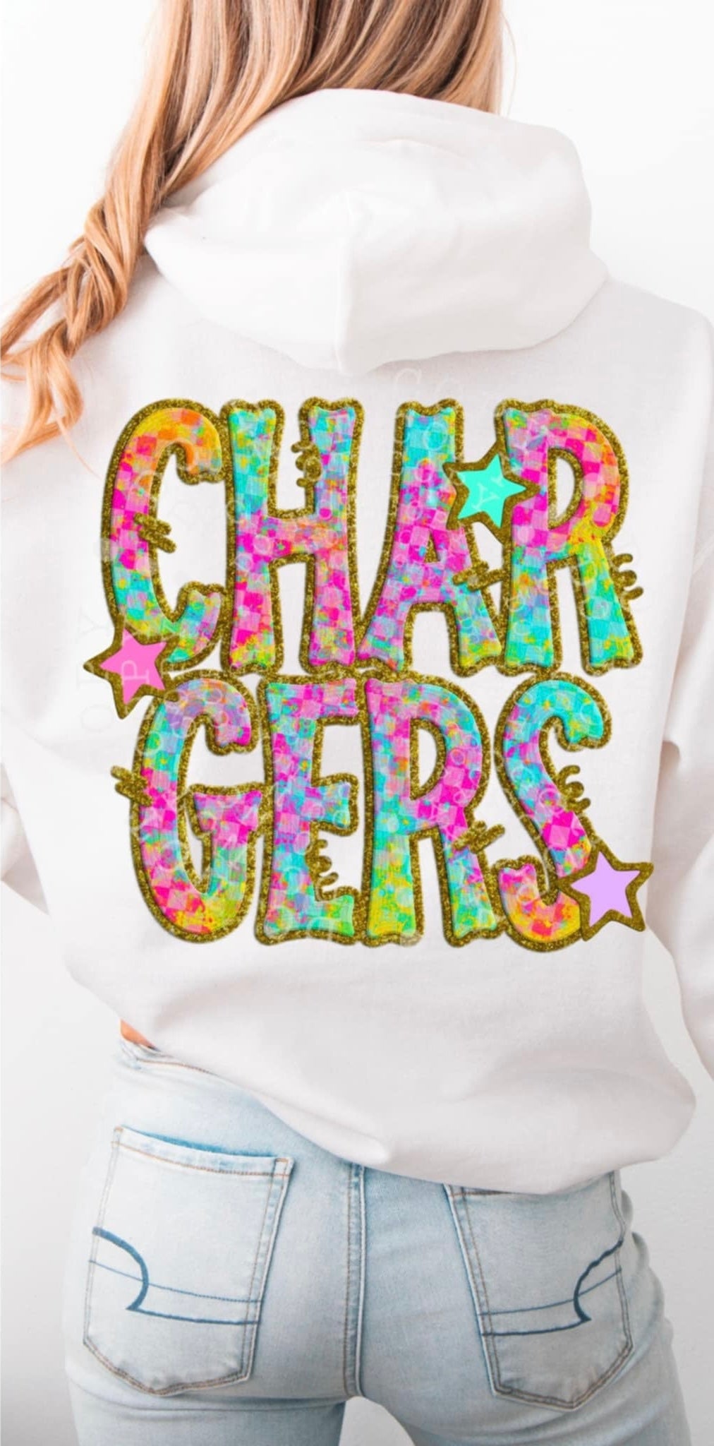 Chargers colorful checkered (C’s) 91486 DTF transfer