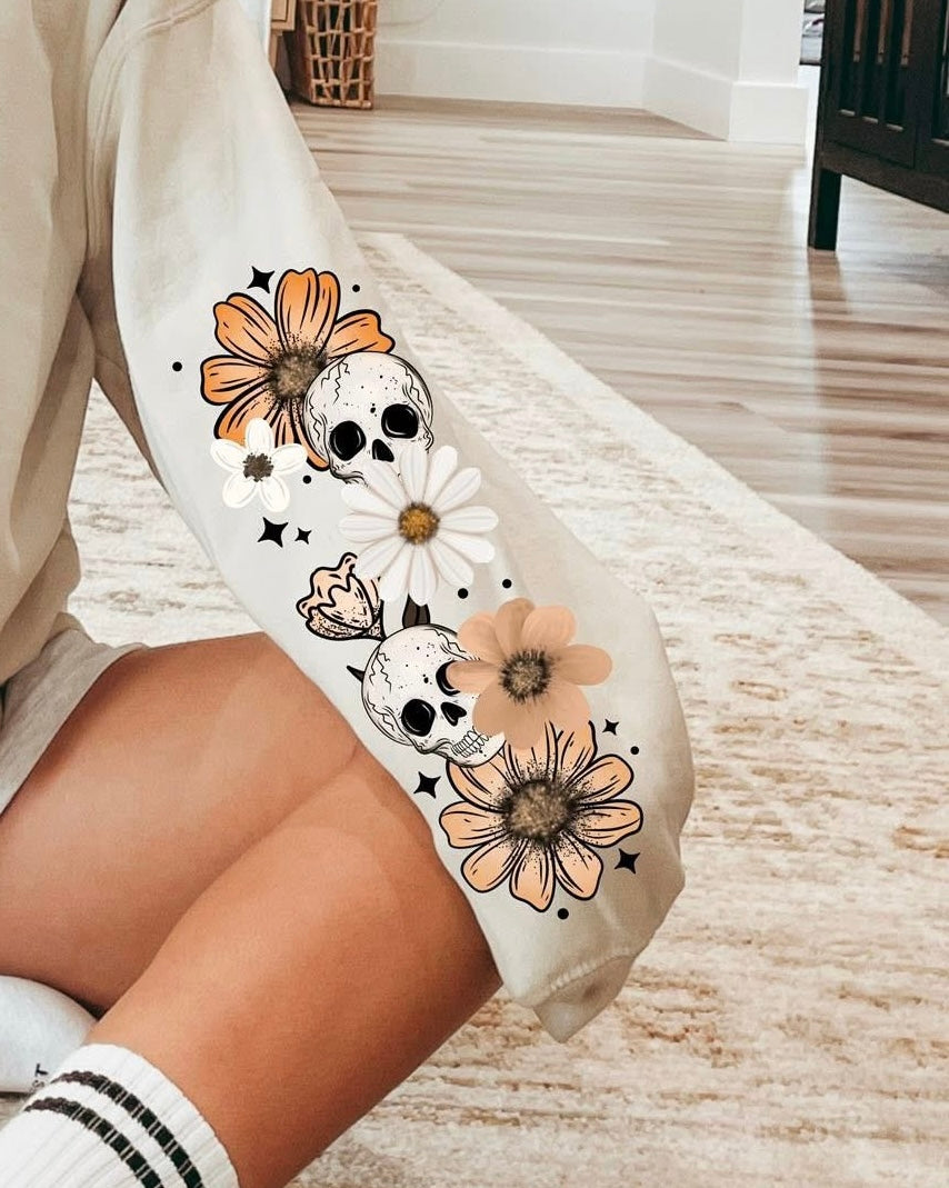 Floral Skellie (SET OF TWO SLEEVES) (CSC) DTF transfer