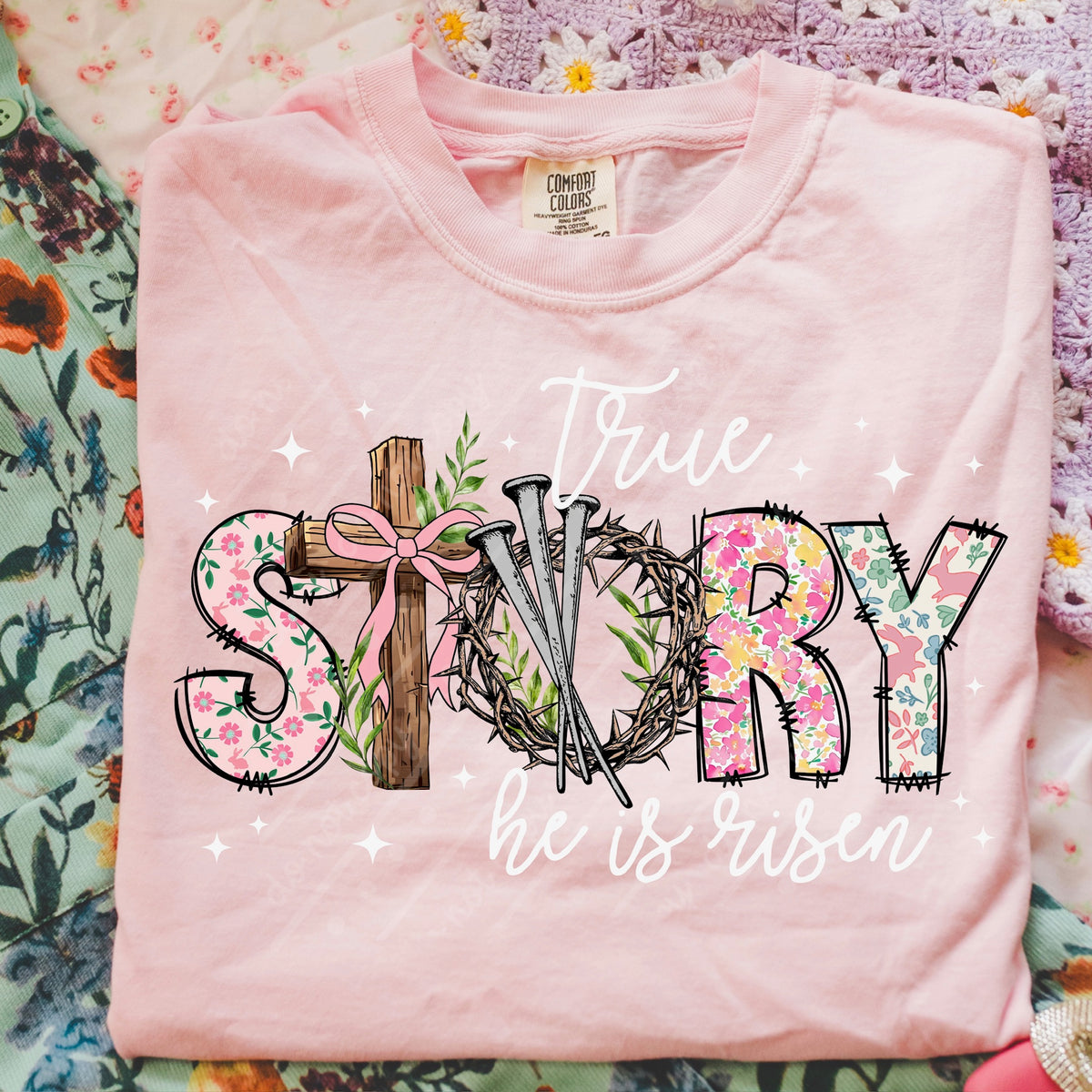 True Story he is risen (white words) DTF Transfer