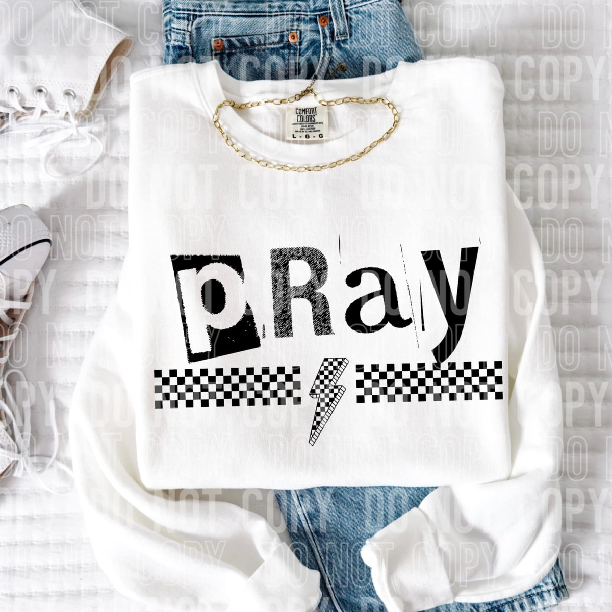 Pray checkered lightning bolt 97020 DTF transfer