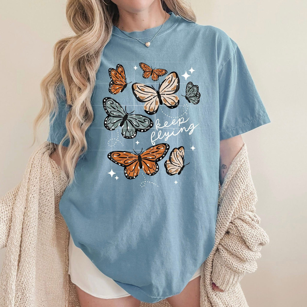 Keep Flying Butterflies white (CSC) DTF Transfer