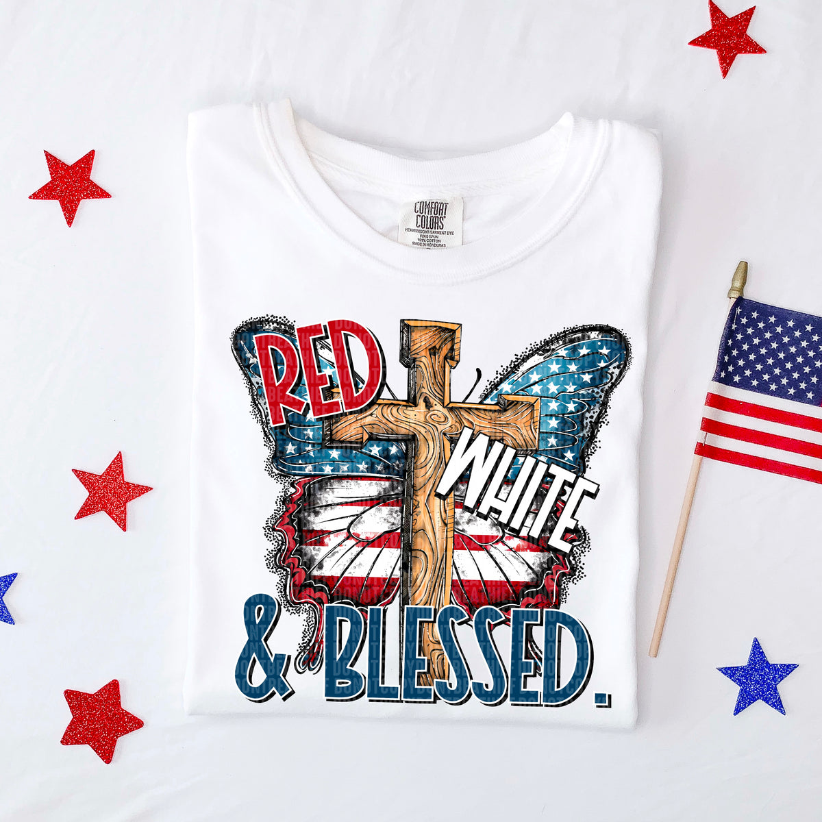 Red white , & blessed 103710 DTF transfer