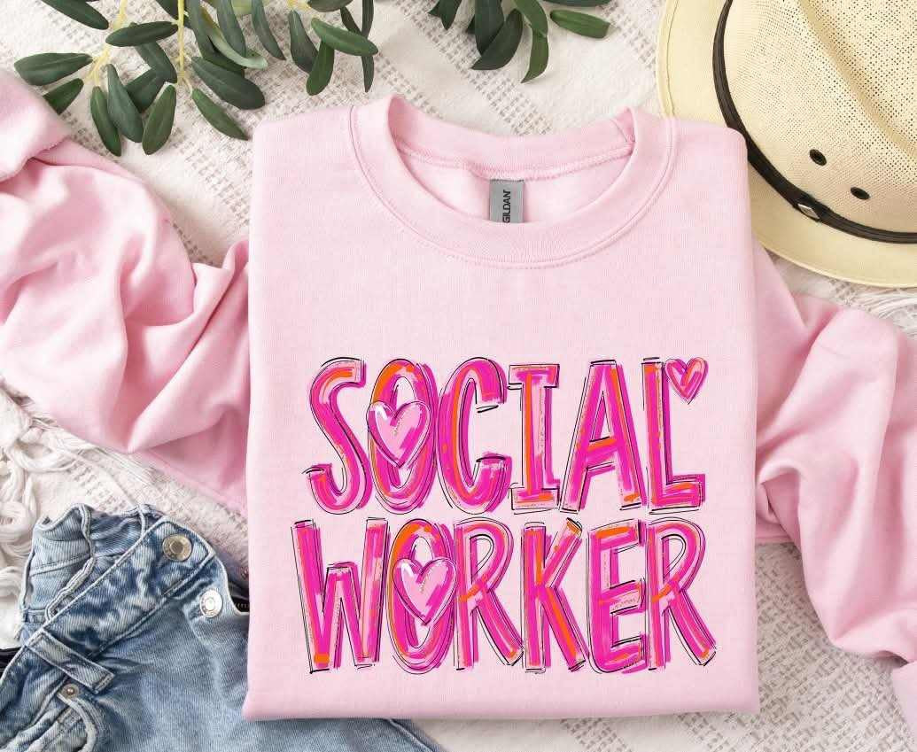 Social worker pink brushstroke (S&G) 84045 DTF transfer