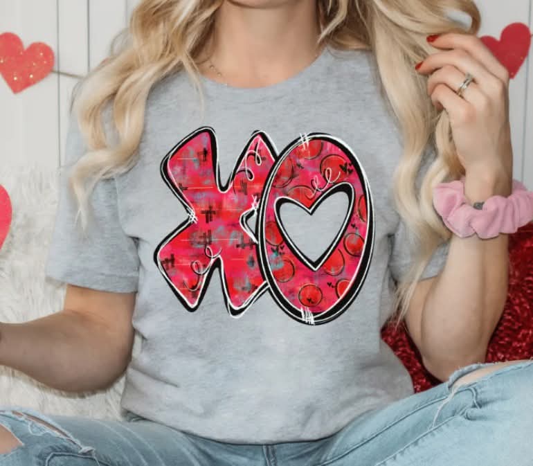 XO doodle letters (s&g) DTF transfer
