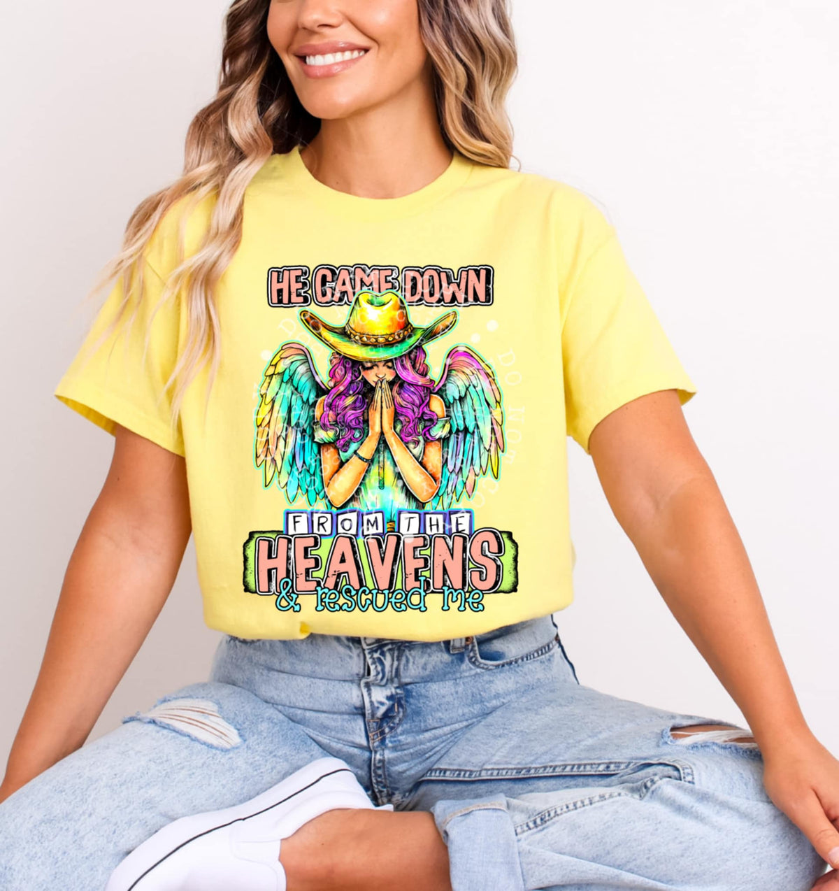 He came down from the heavens and rescued me (C’s) 100493 DTF transfer