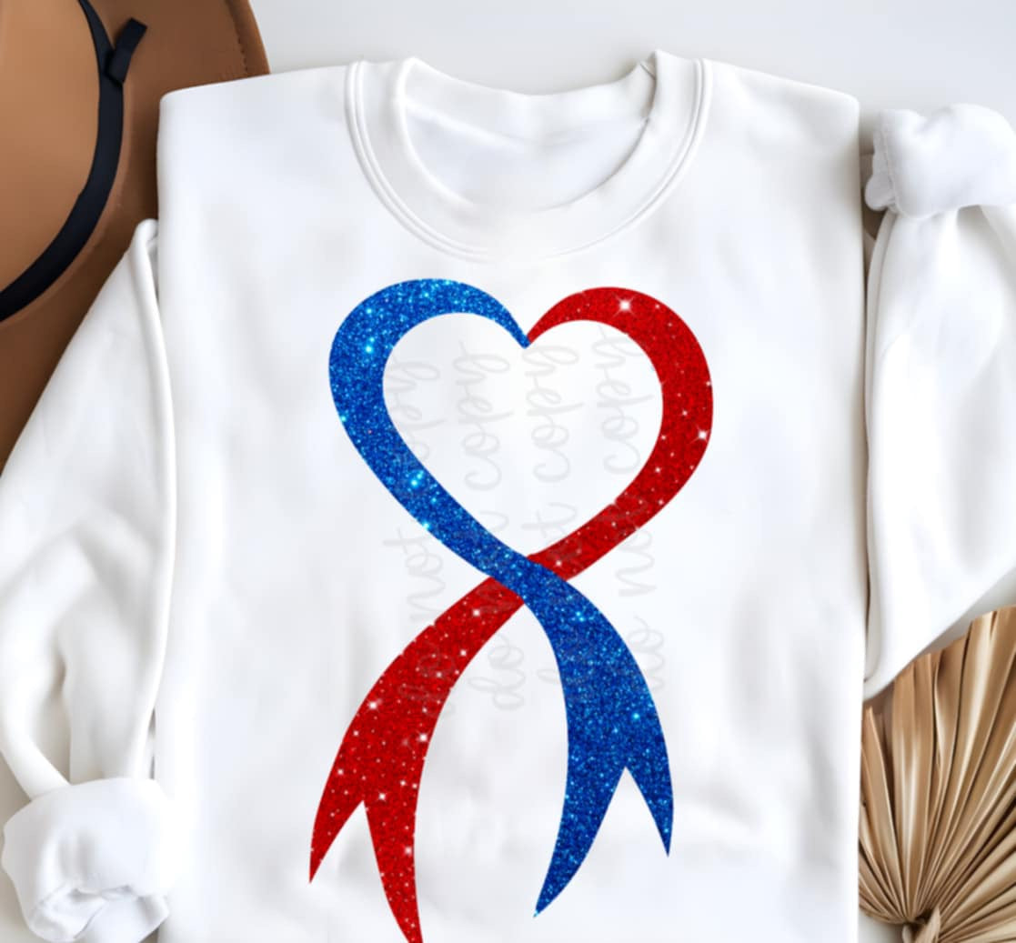 Red and blue heart ribbons (Parker) 85170 DTF transfer