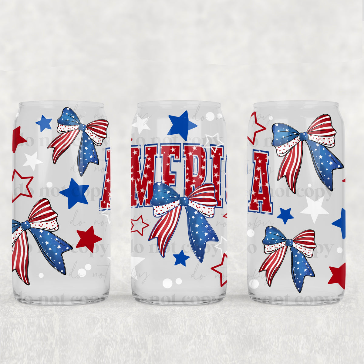 America bows and stars (CSC) UV DTF WRAP