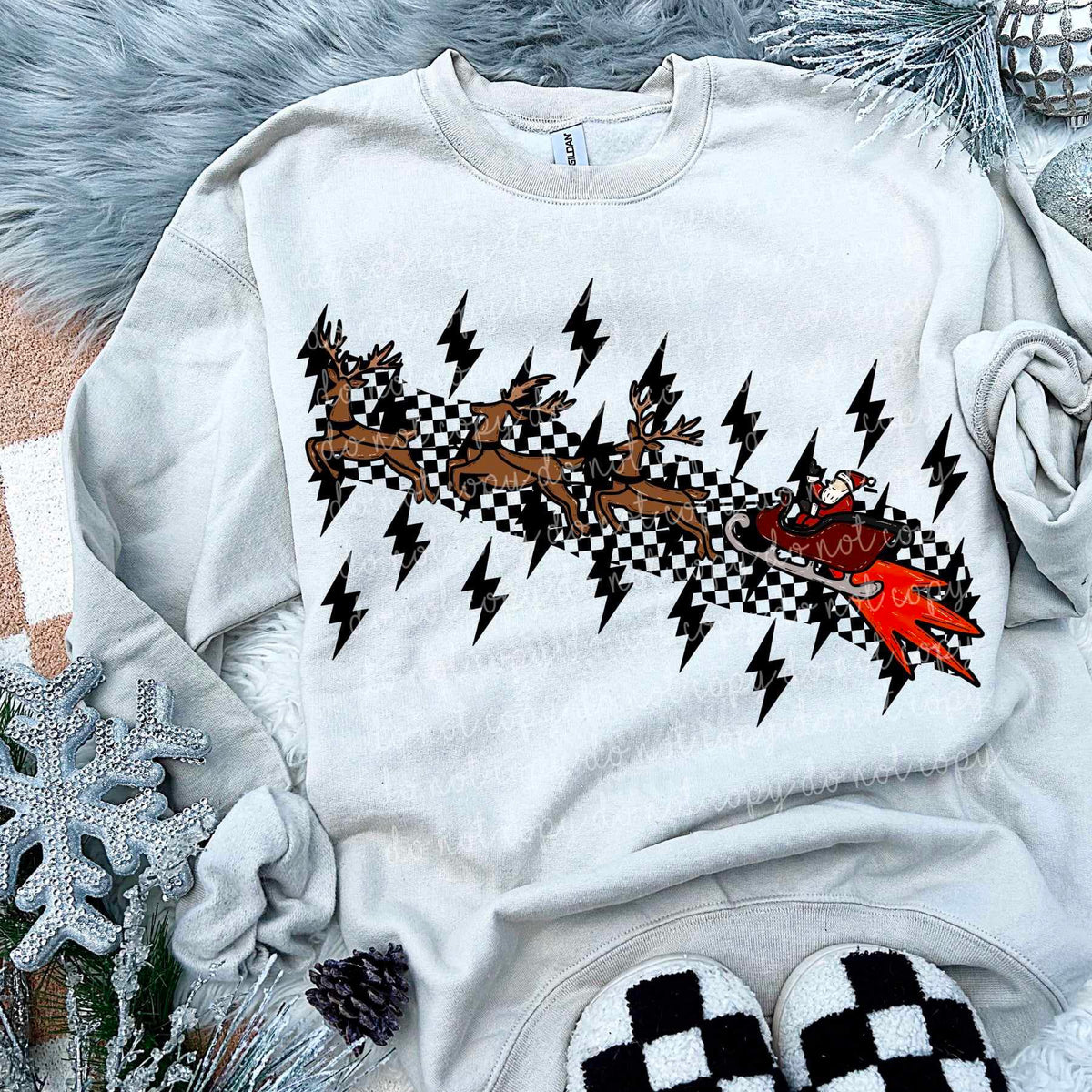 Santa with lightning bolts MMD 67538 DTF transfer