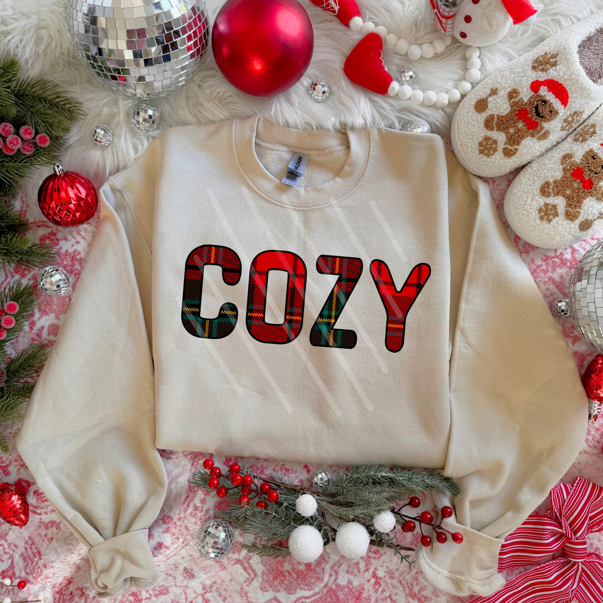 Cozy red and green plaid 113894 DTF Transfer