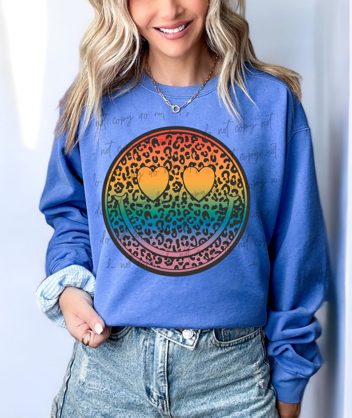 Rainbow leopard smiley 56393 DTF transfers