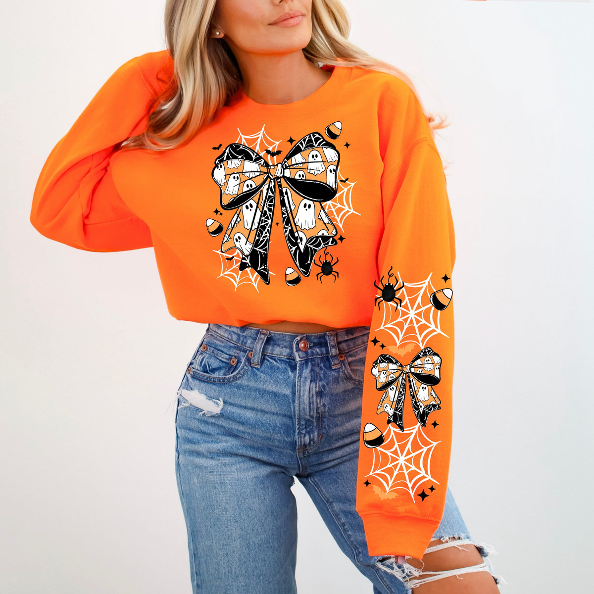Ghost bow with candy corn (front only) (CSC) DTF Transfer